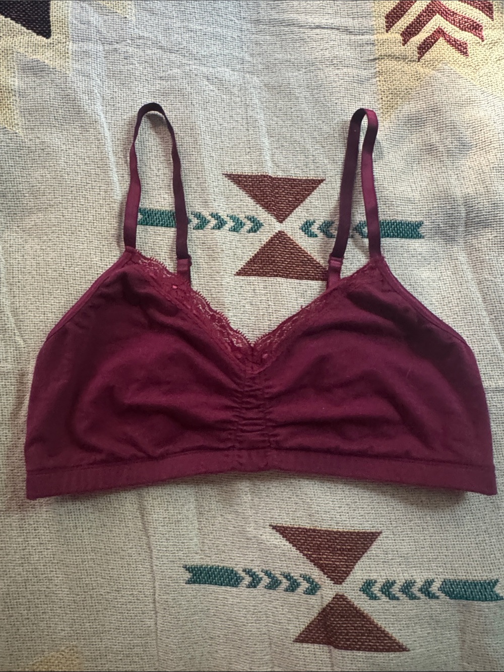 Blue canoe bra adjustable lace dark fuchsia organic cotton like new women’s L
